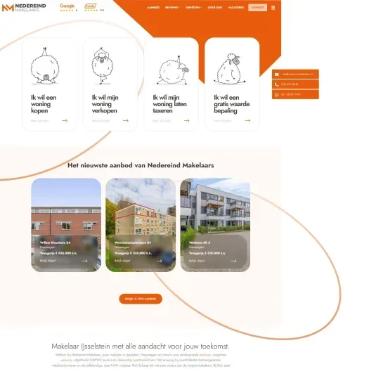 Screenshot of the website of www.nedereindmakelaars.nl