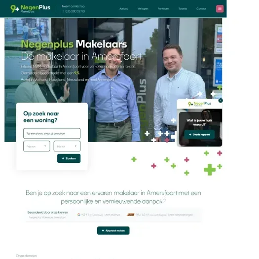 Capture d'écran du site web de www.negenplusmakelaars.nl