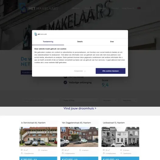 Screenshot of the website of www.netmakelaars.nl