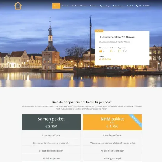 Screenshot der Website von www.nhmakelaar.nl