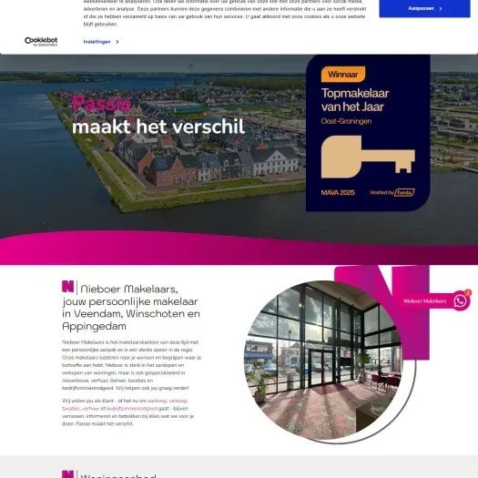 Screenshot of the website of www.nieboer.nl
