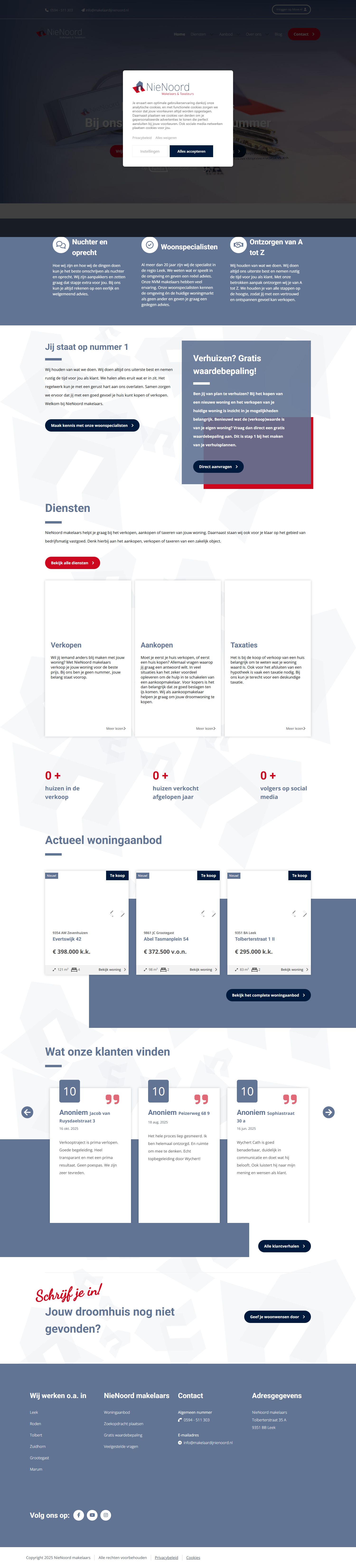 Screenshot van de website van www.makelaardijnienoord.nl