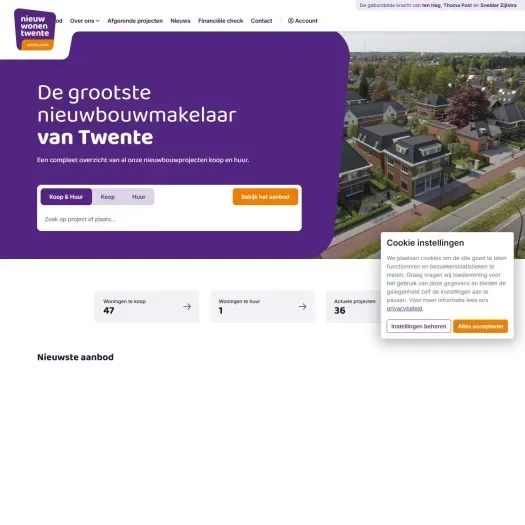 Screenshot van de website van www.nieuwwonentwente.nl