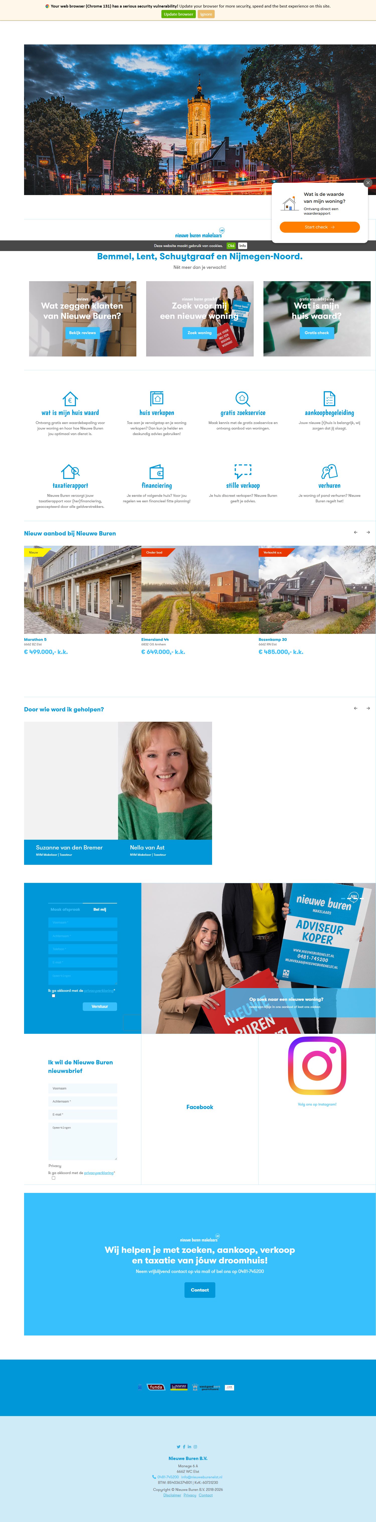 Screenshot van de website van www.nieuweburenelst.nl