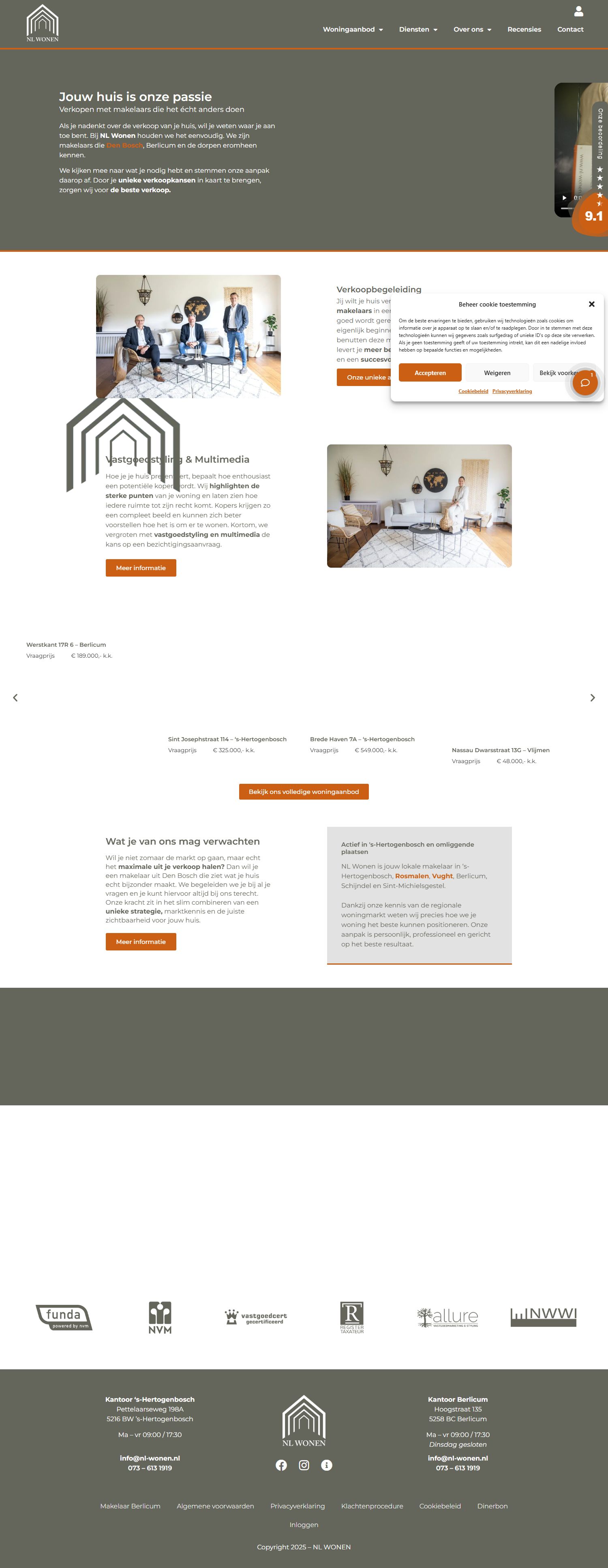 Screenshot van de website van www.nl-wonen.nl