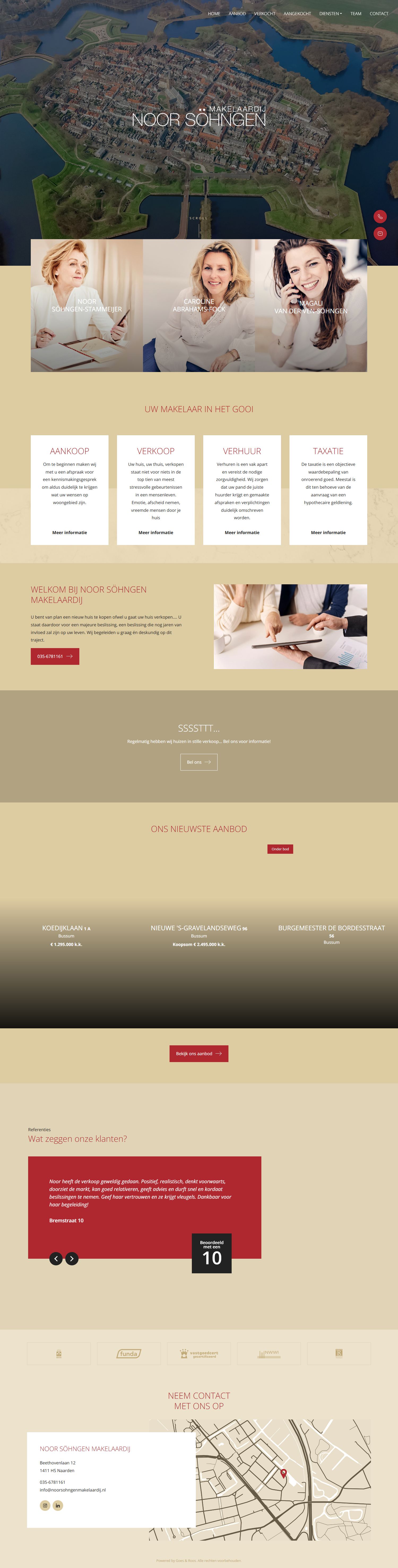 Screenshot van de website van www.noorsohngenmakelaardij.nl