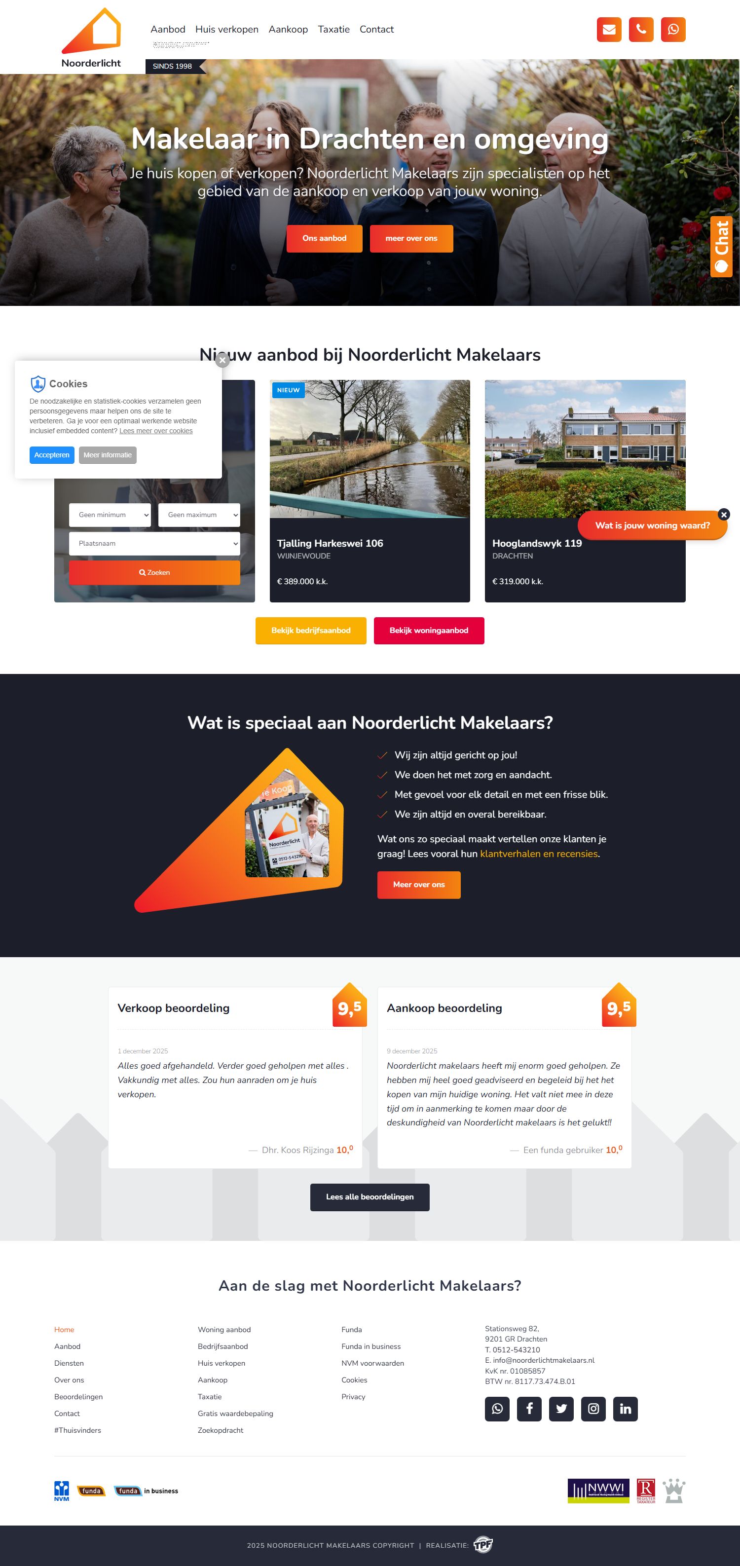 Screenshot van de website van www.noorderlichtmakelaars.nl
