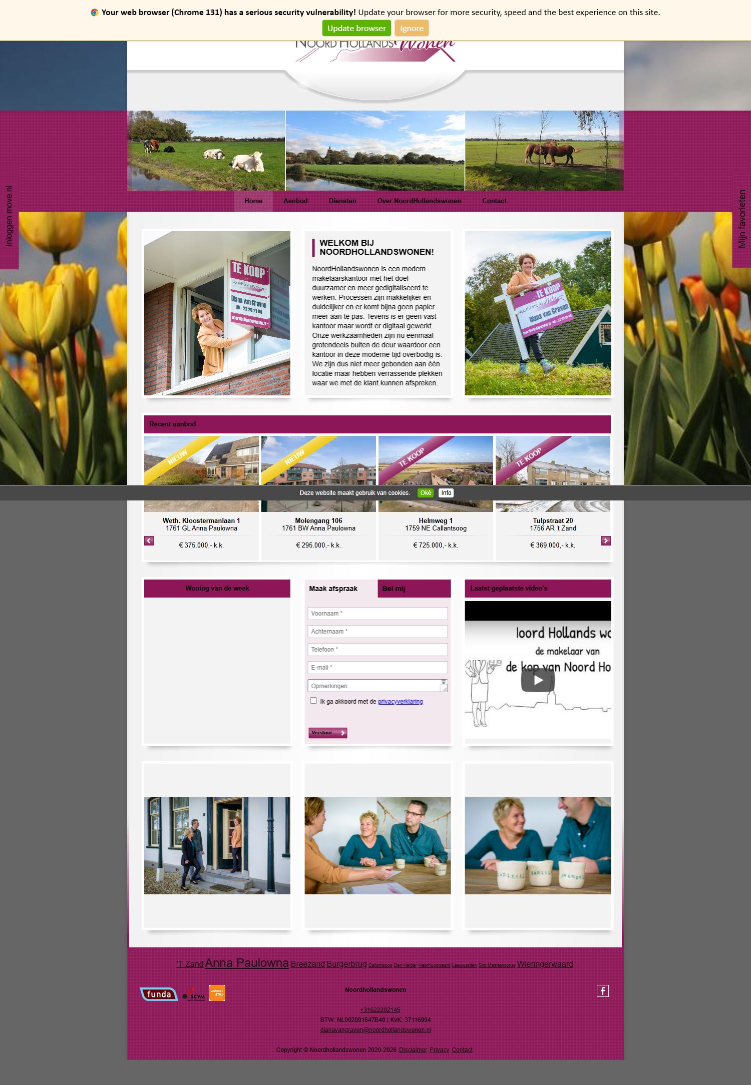Screenshot van de website van www.noordhollandswonen.nl
