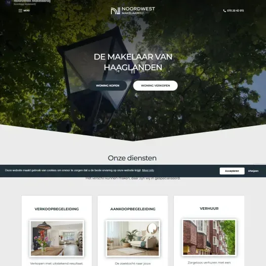 Screenshot van de website van www.noordwestmakelaardij.nl