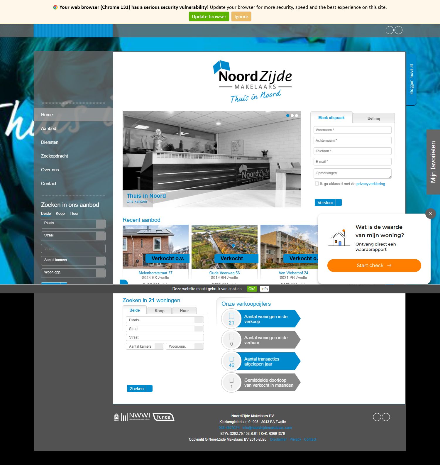 Screenshot van de website van www.noordzijdemakelaars.com