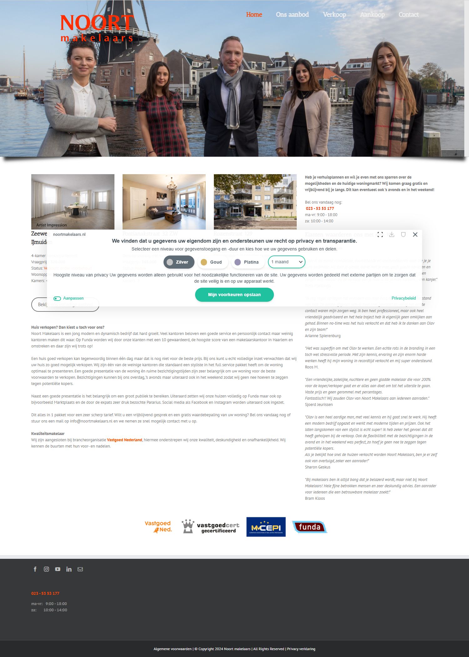 Screenshot van de website van www.noortmakelaars.nl