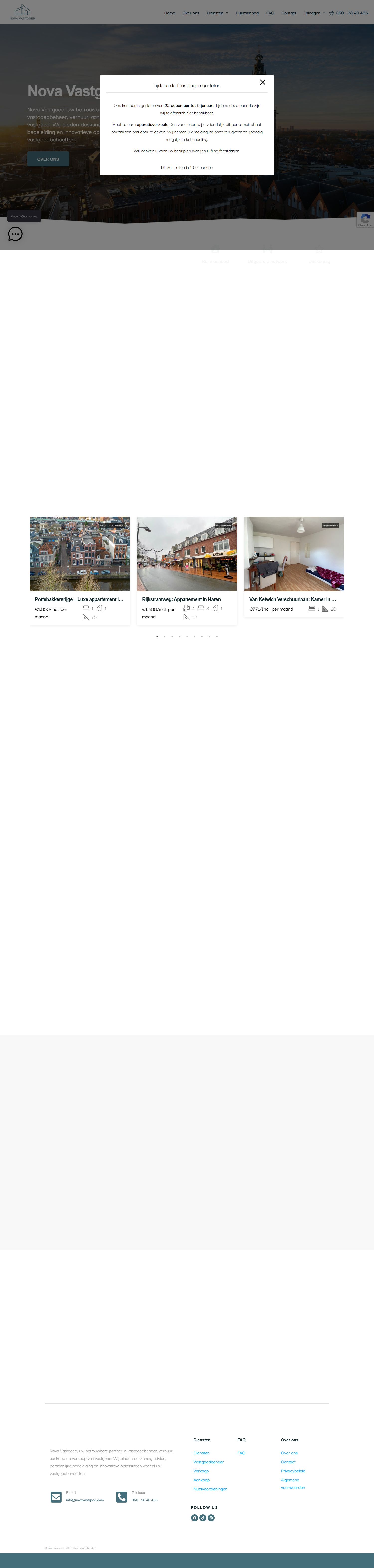 Screenshot van de website van www.novavastgoed.com