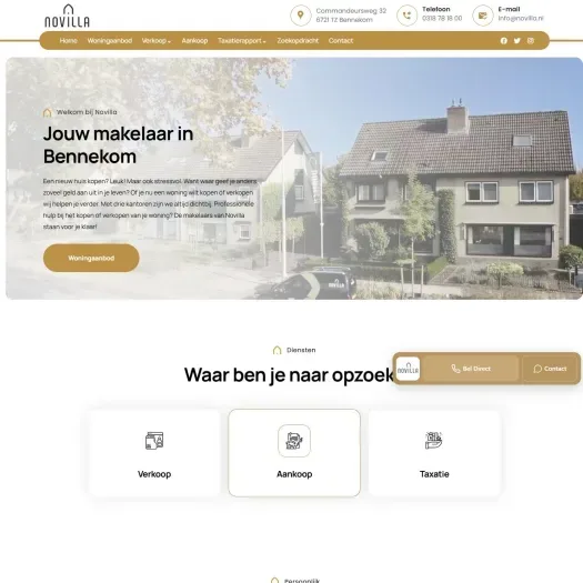 Screenshot of the website of www.novilla.nl