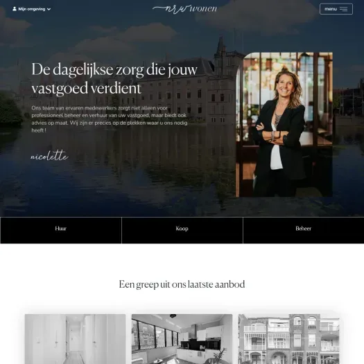 Screenshot van de website van nrw-wonen.nl