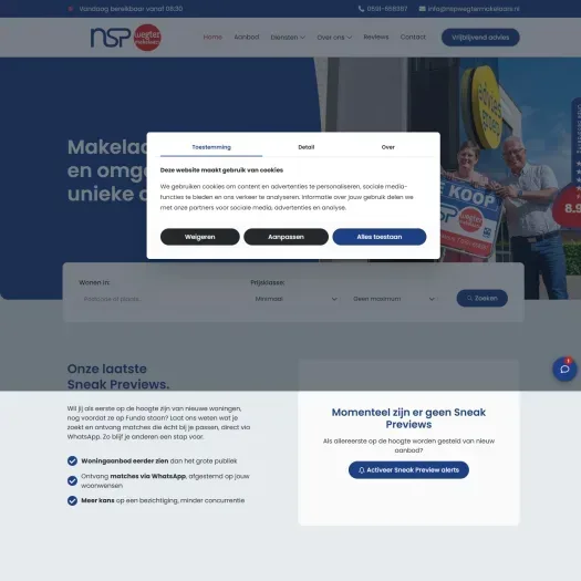 Screenshot of the website of www.nspwegtermakelaars.nl