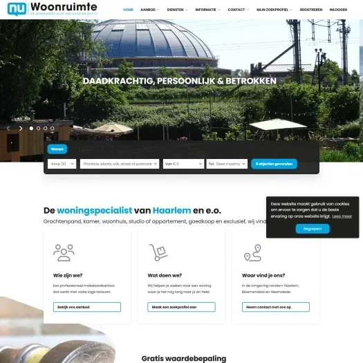 Screenshot van de website van www.nuwoonruimte.nl