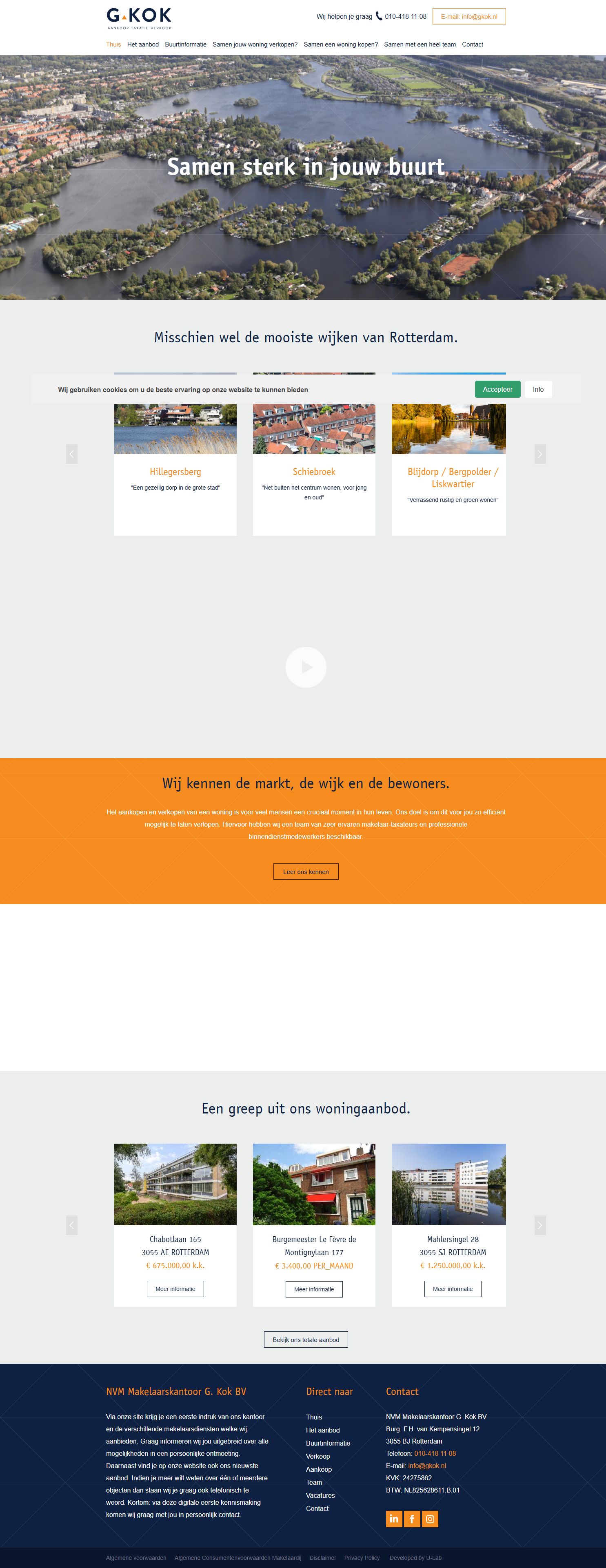 Screenshot van de website van www.gkok.nl
