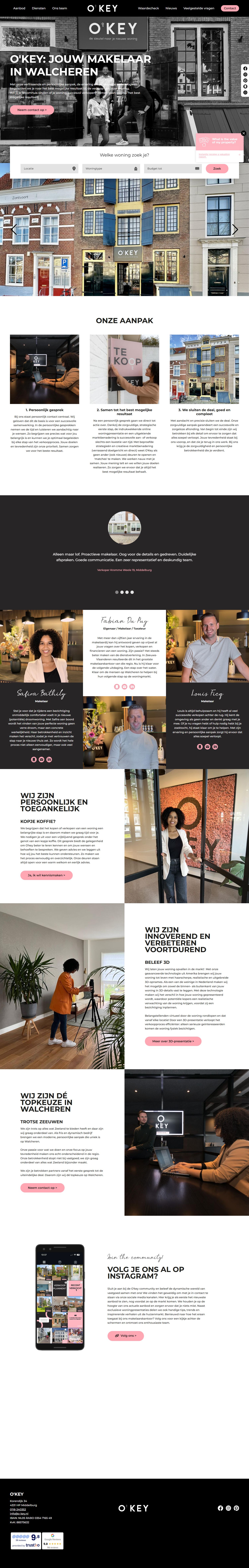 Screenshot van de website van www.o-key.nl