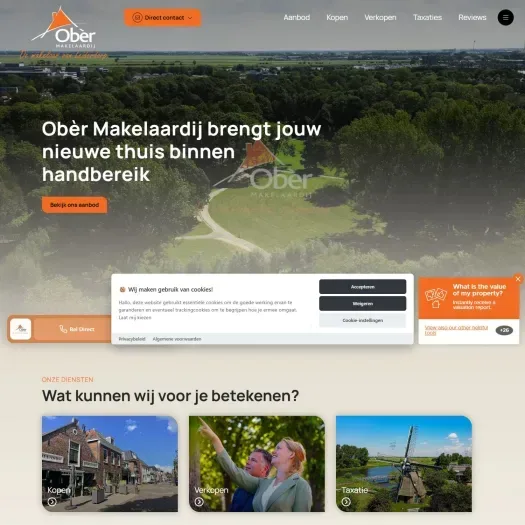 Screenshot van de website van www.obermakelaardij.nl