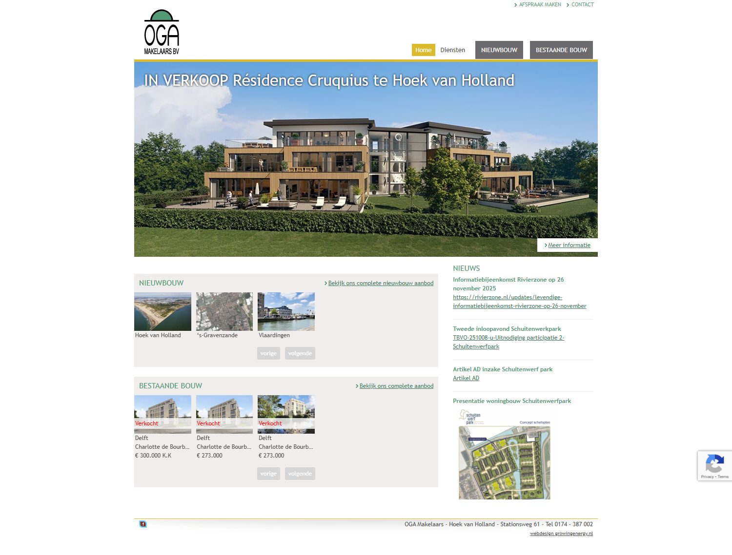 Screenshot van de website van www.oga-makelaars.nl