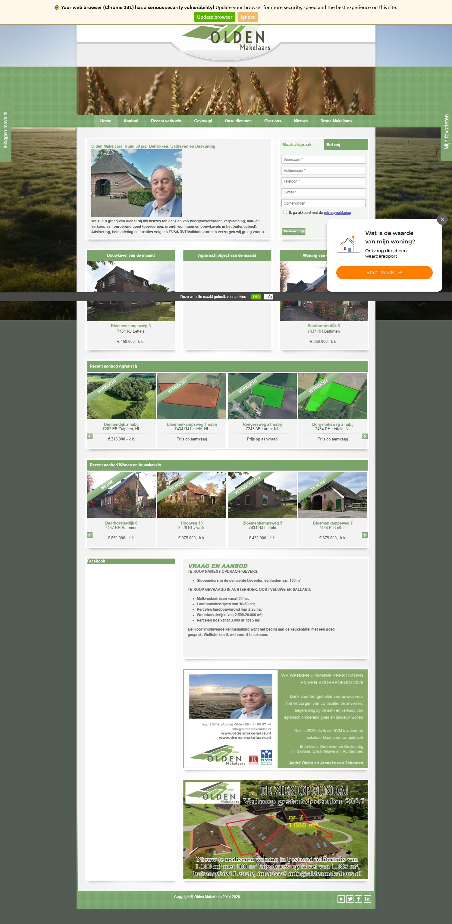 Screenshot van de website van www.oldenmakelaars.nl
