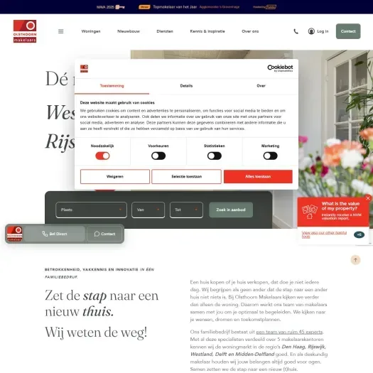 Screenshot van de website van www.olsthoornmakelaars.nl