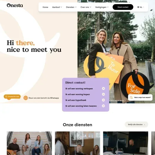 Screenshot van de website van www.onesta-vastgoed.com