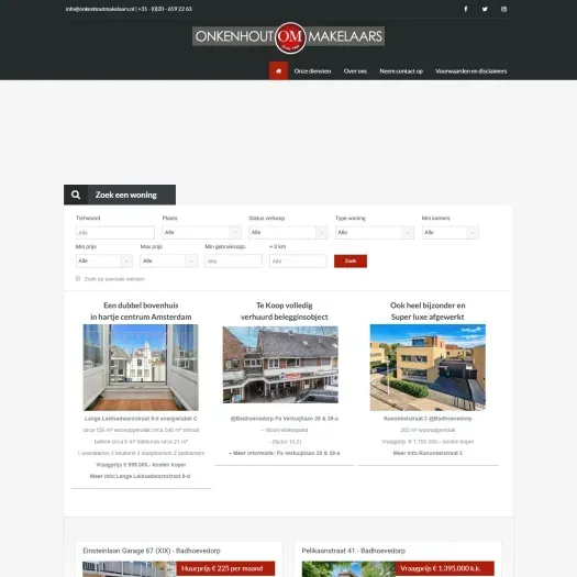 Screenshot of the website of www.onkenhoutmakelaars.nl