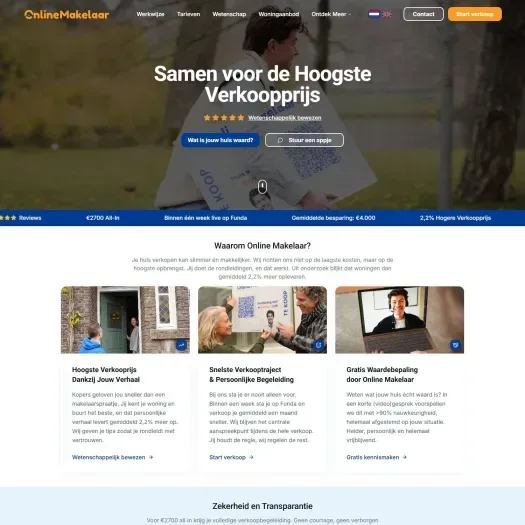 Screenshot of the website of onlinemakelaar.nl