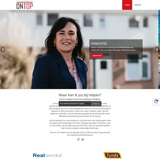 Screenshot van de website van www.ontop-bv.com