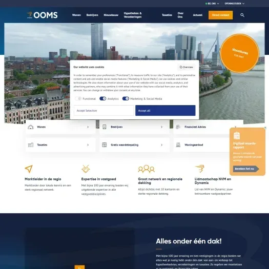 Screenshot van de website van ooms.com