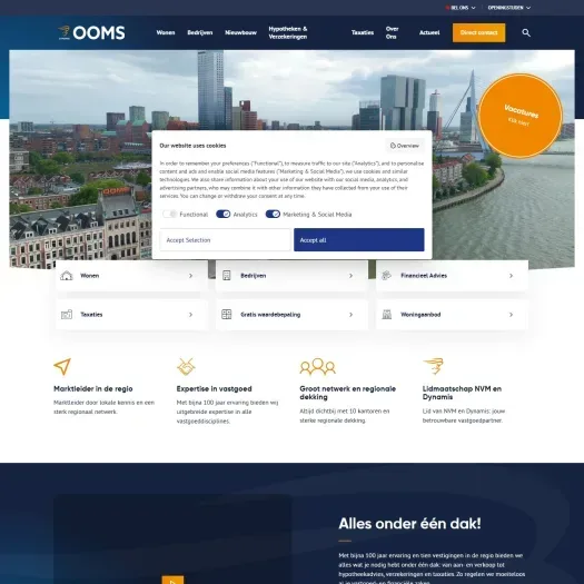 Screenshot van de website van ooms.com
