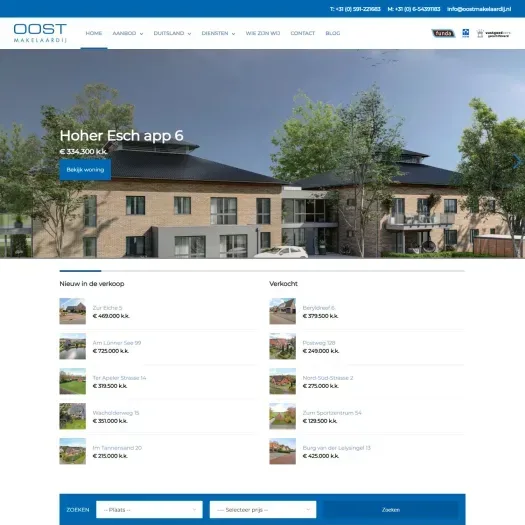 Capture d'écran du site web de www.oostmakelaardij.nl