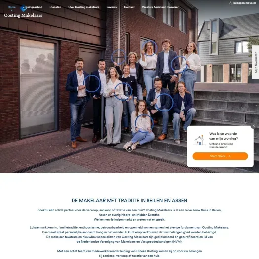 Screenshot van de website van www.oostingmakelaars.nl