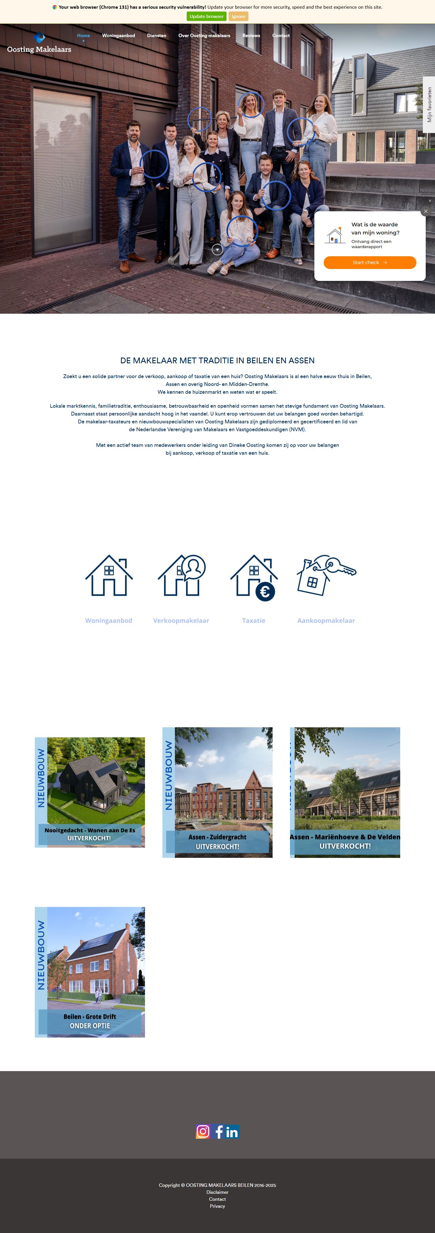 Screenshot van de website van www.oostingmakelaars.nl