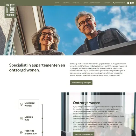Screenshot van de website van www.ophoogtewonen.nl