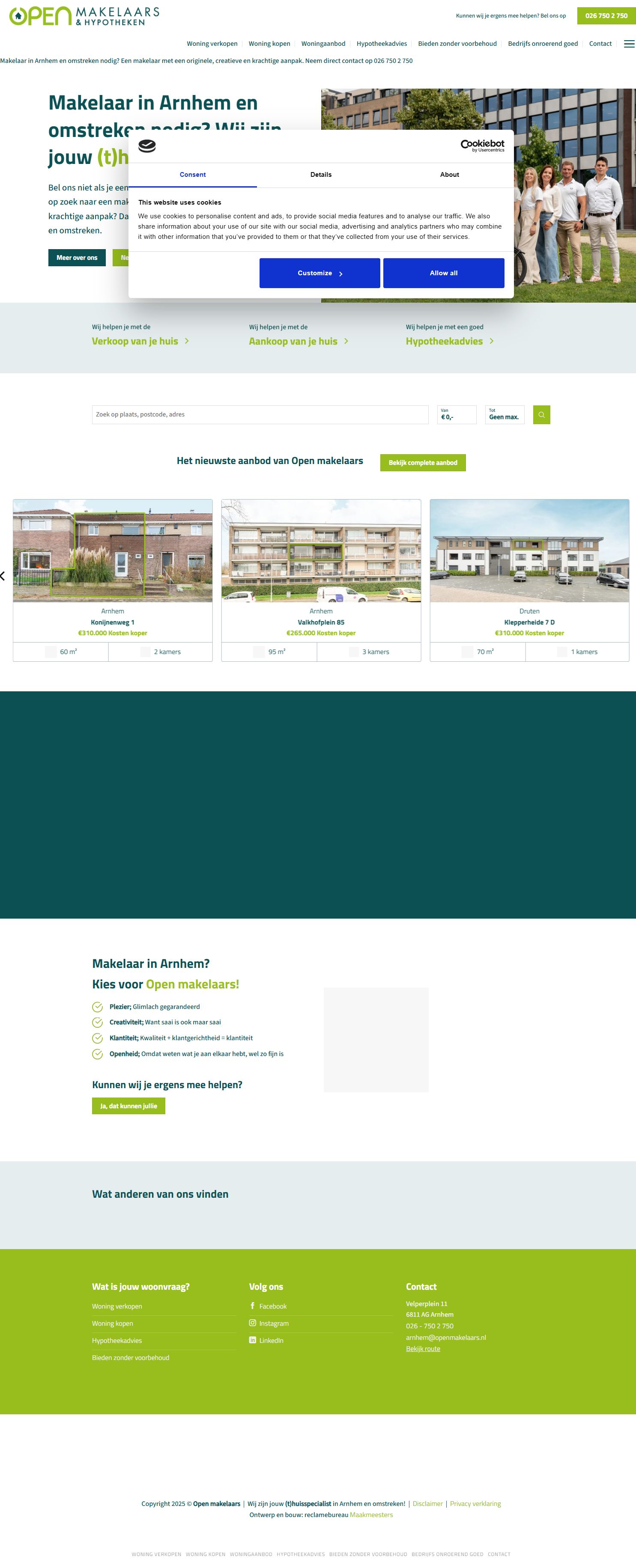 Screenshot van de website van www.openmakelaars.nl