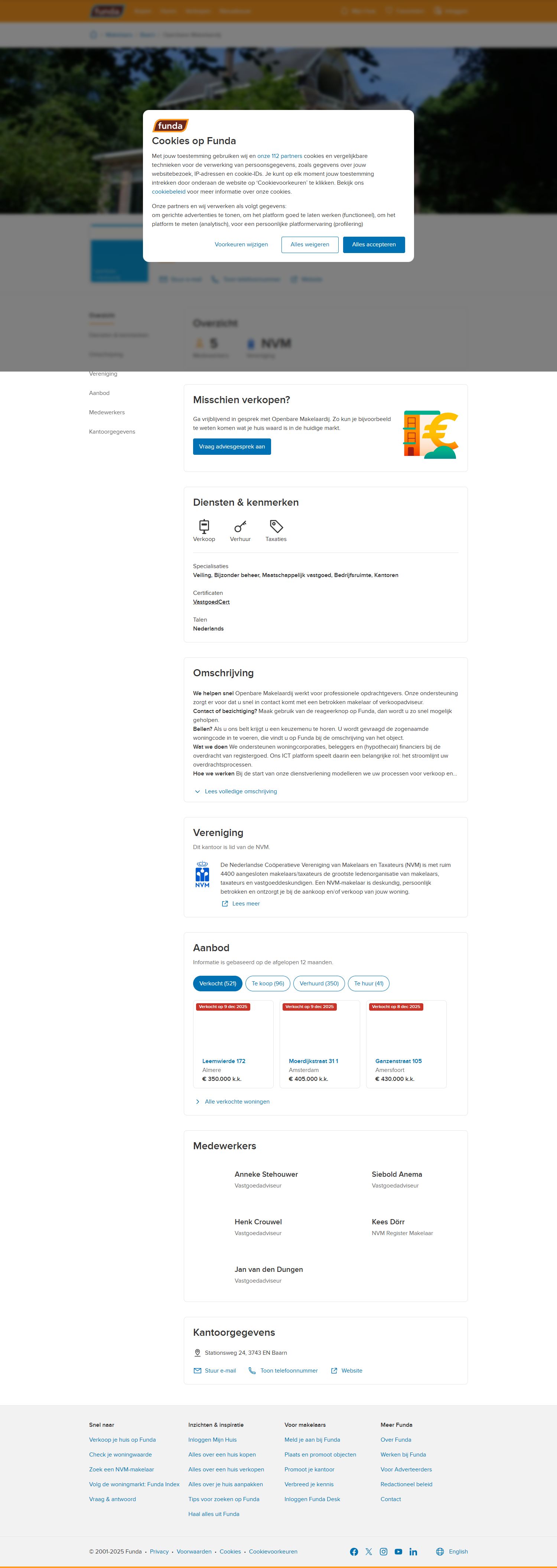 Screenshot van de website van www.openbaremakelaardij.nl