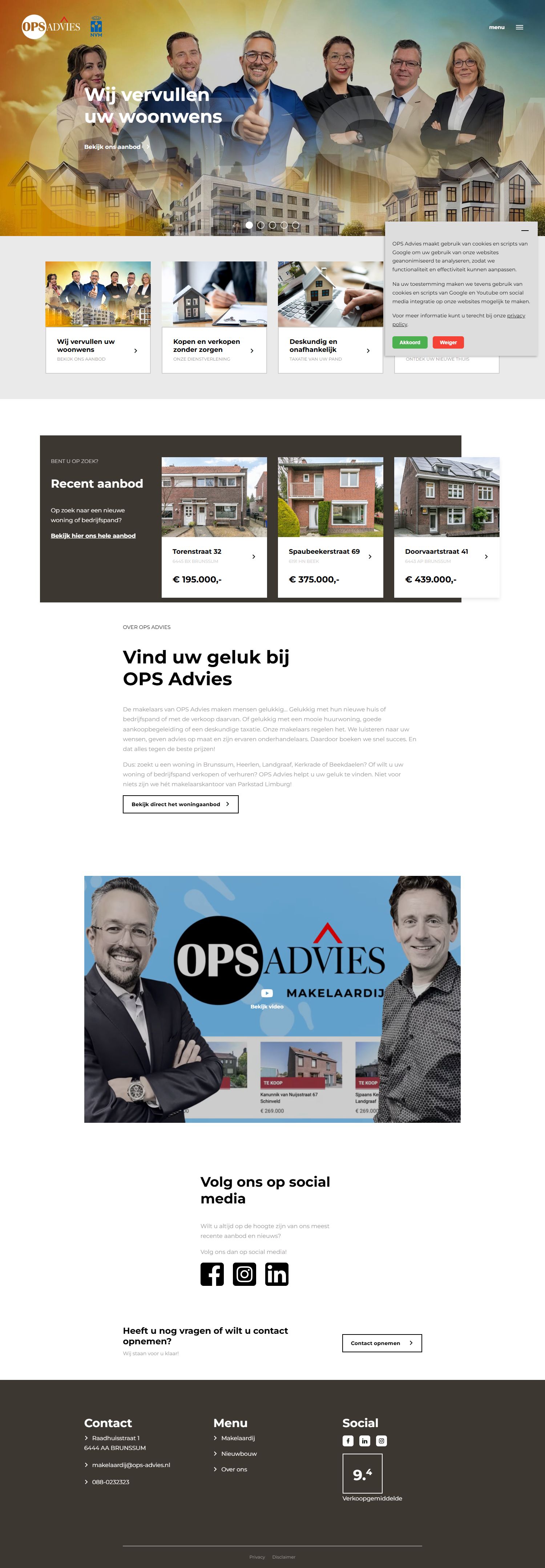 Screenshot van de website van www.ops-advies.nl