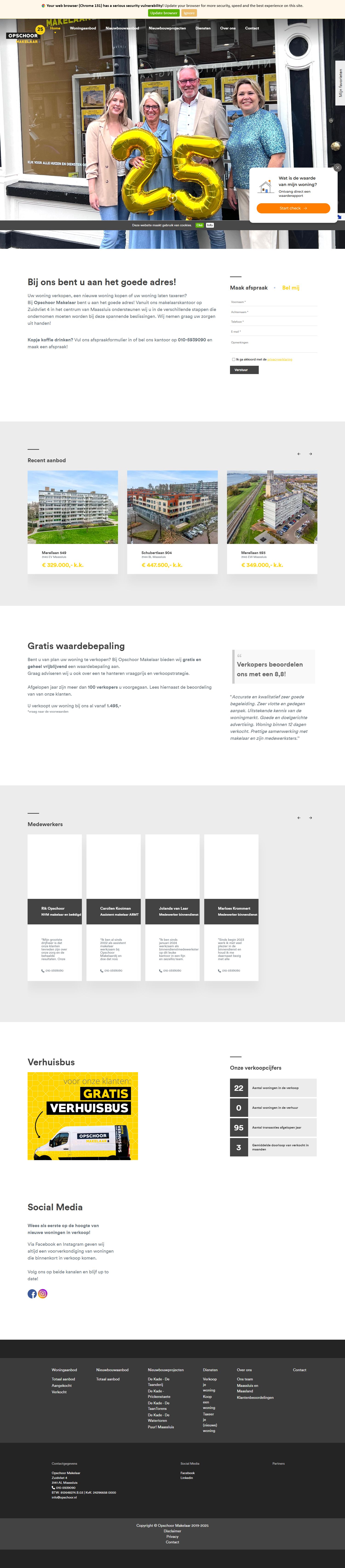 Screenshot van de website van www.opschoor.nl