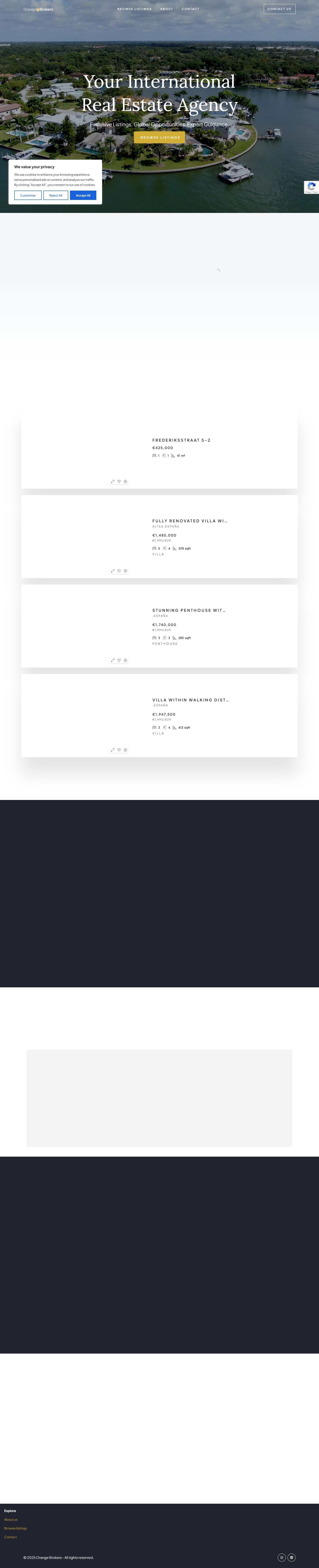Screenshot van de website van orange-brokers.com