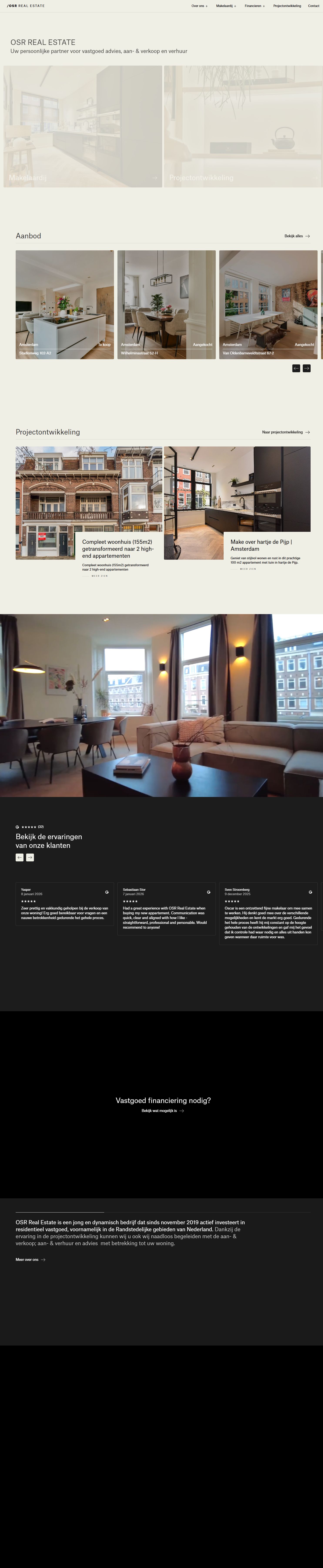 Screenshot van de website van www.osr-realestate.nl