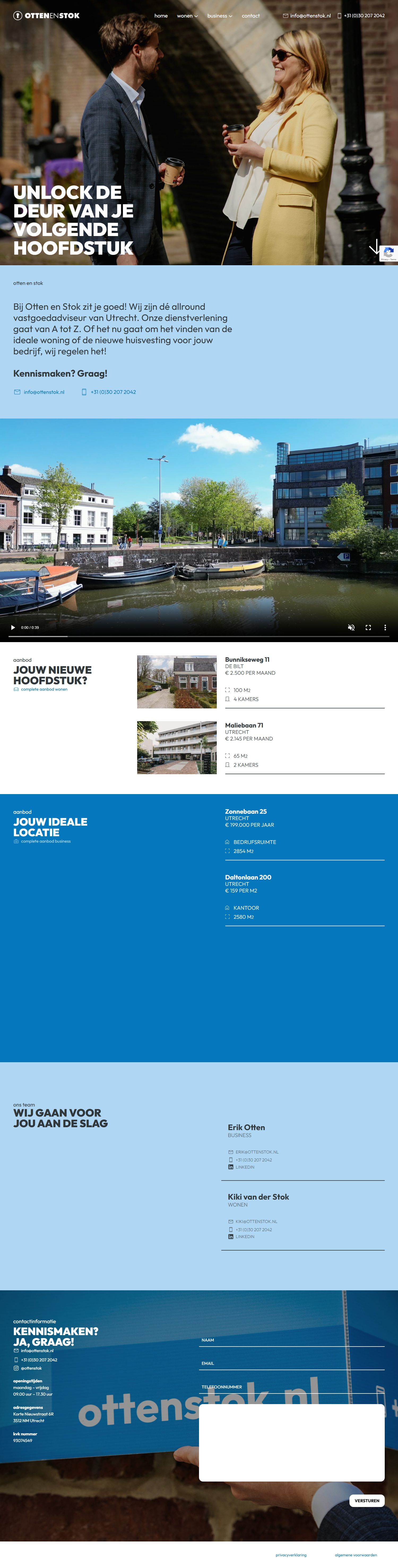 Screenshot van de website van www.ottenstok.nl