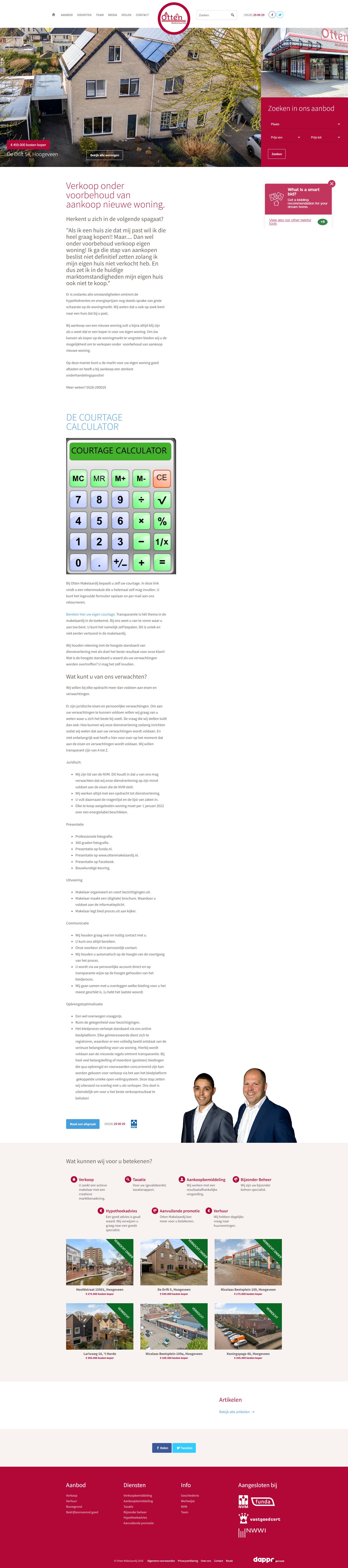 Screenshot van de website van www.ottenmakelaardij.nl