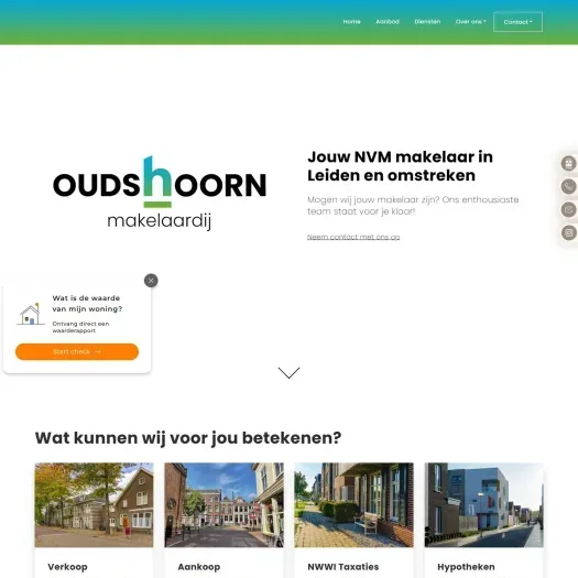 Screenshot van de website van www.oudshoornmakelaardij.nl