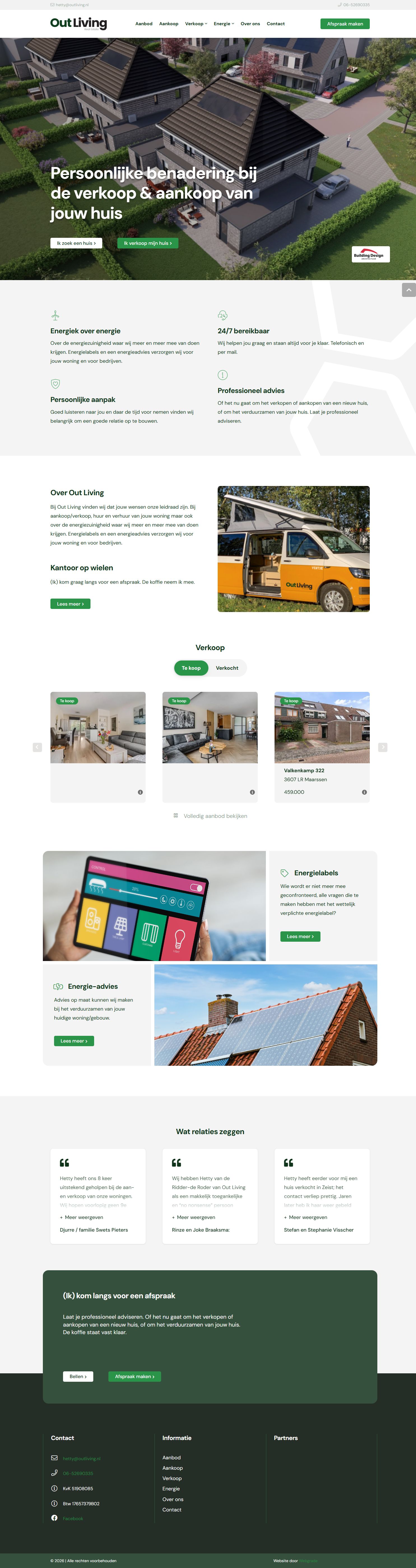 Screenshot van de website van www.outliving.nl
