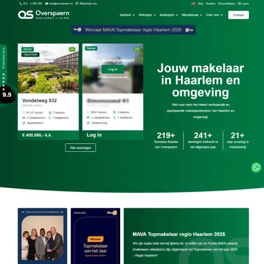 Screenshot of the website of www.overspaern.nl