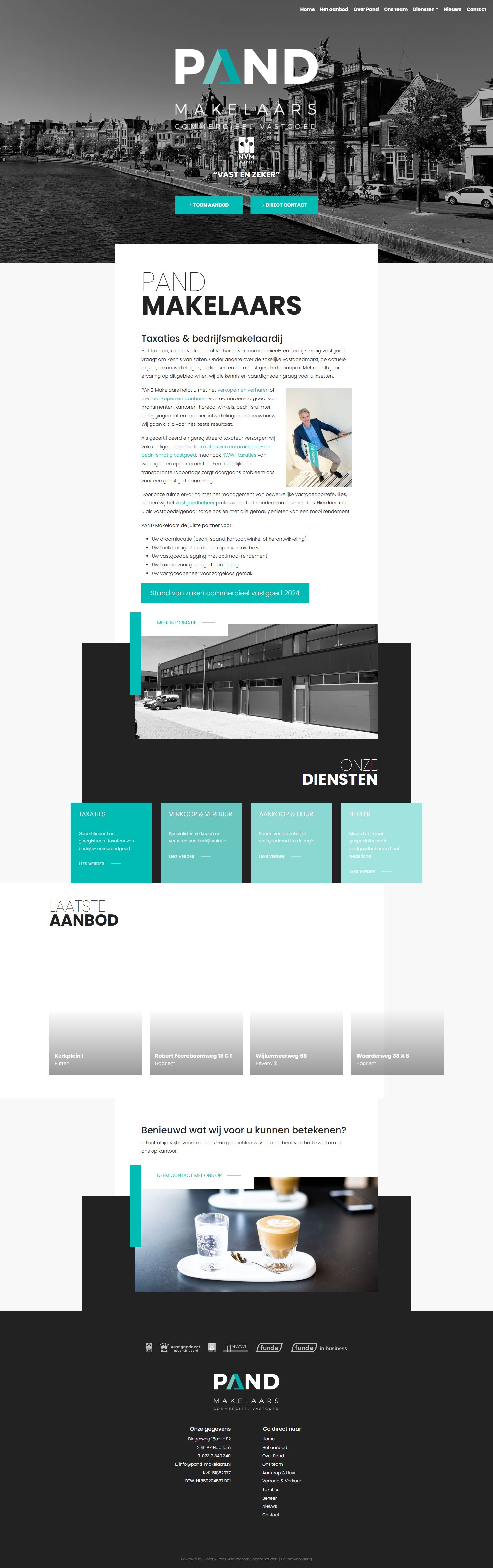 Screenshot van de website van www.pand-makelaars.nl