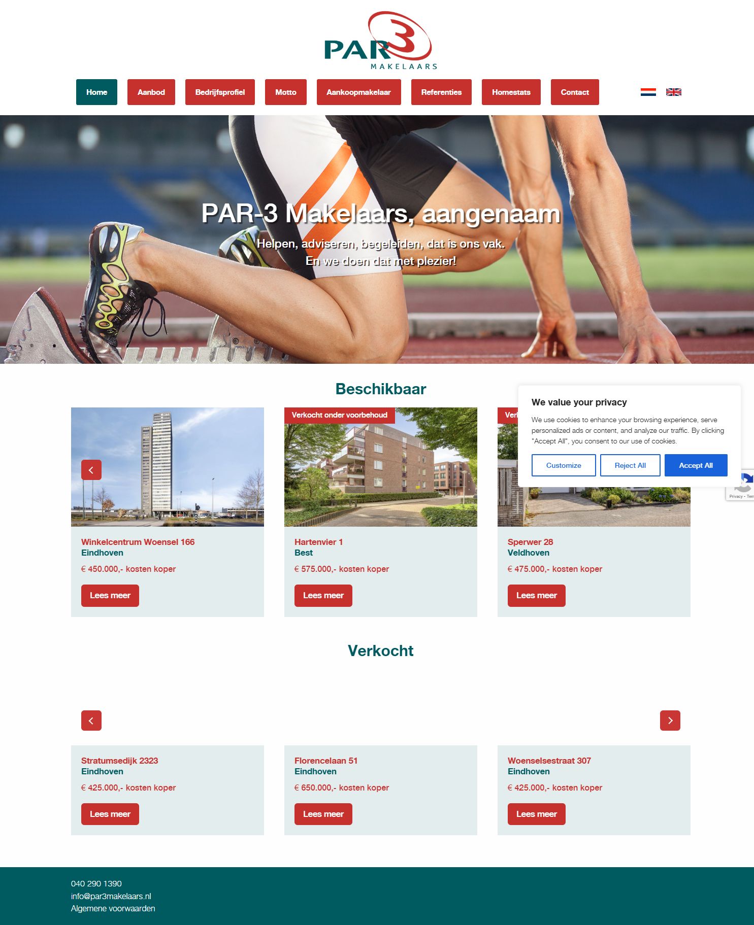 Screenshot van de website van www.par3makelaars.nl