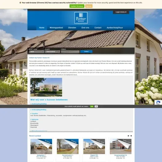 Screenshot of the website of www.partnerwonen.nl